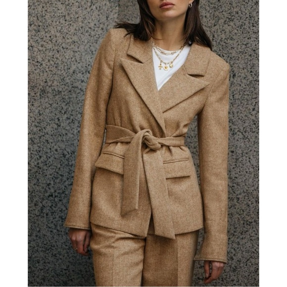 Favorite Daughter Adrienne Belted Wool Structured Blazer